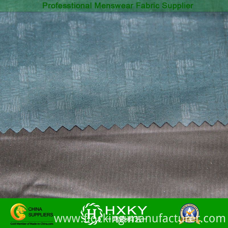 Gradient Checks Embossed Polyester Taffeta Fabric for Men's Jacket